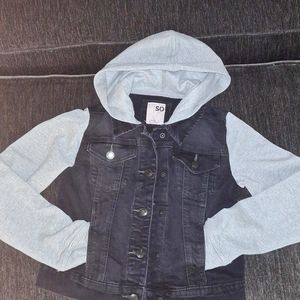 1-piece denim sweatshirt hoodie combo in like new condition (size 10-12)